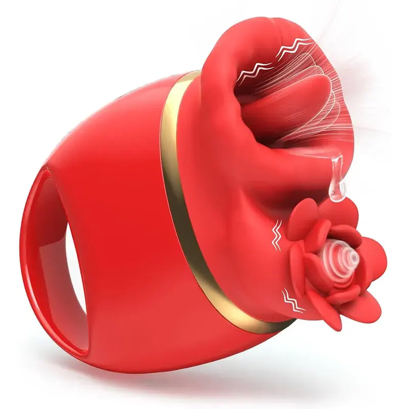 Dual-Action Rose Toy – Tongue Lick & Tapping Vibration