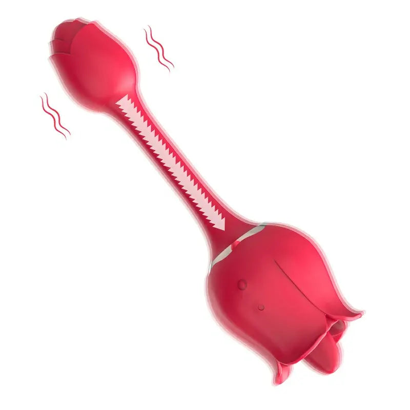 Rose Double Head Pleasure Tongue Vibrator