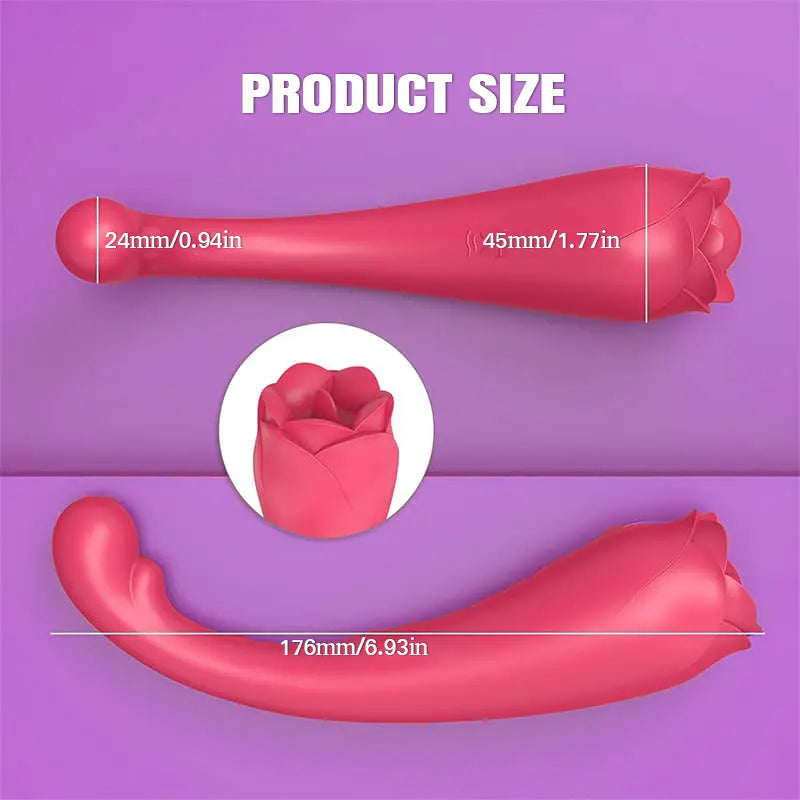 2-in-1 Rose Vibrator with Tongue Licking