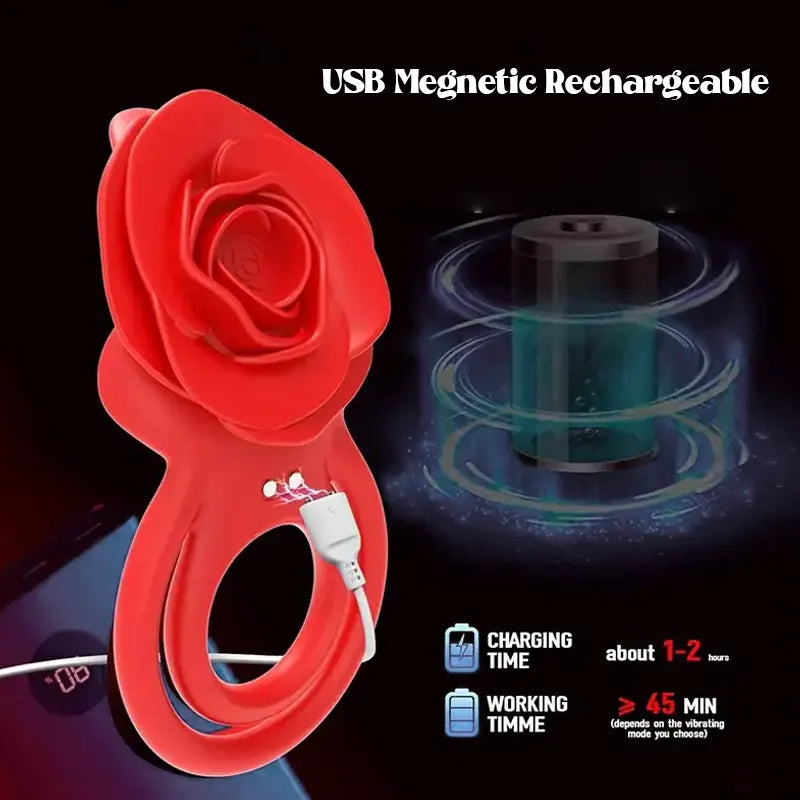Couple’s Rose-Shaped Vibrating Cock Ring