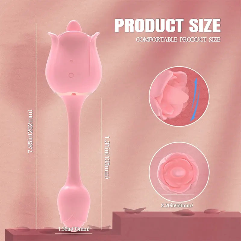Rose Double Head Pleasure Tongue Vibrator