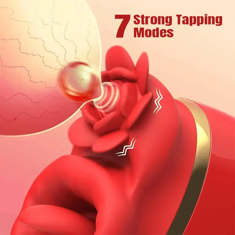 Dual-Action Rose Toy – Tongue Lick & Tapping Vibration
