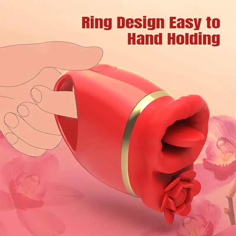 Dual-Action Rose Toy – Tongue Lick & Tapping Vibration