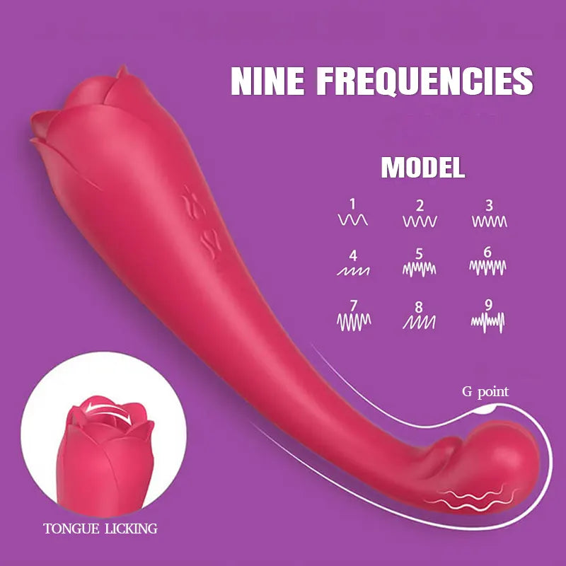 2-in-1 Rose Vibrator with Tongue Licking