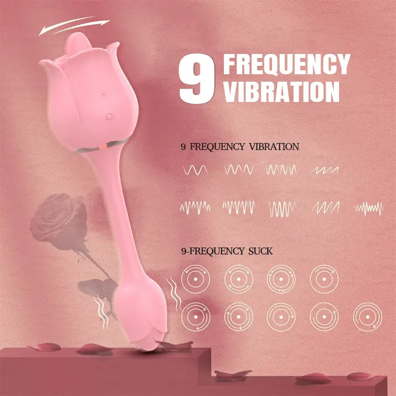 Rose Double Head Pleasure Tongue Vibrator
