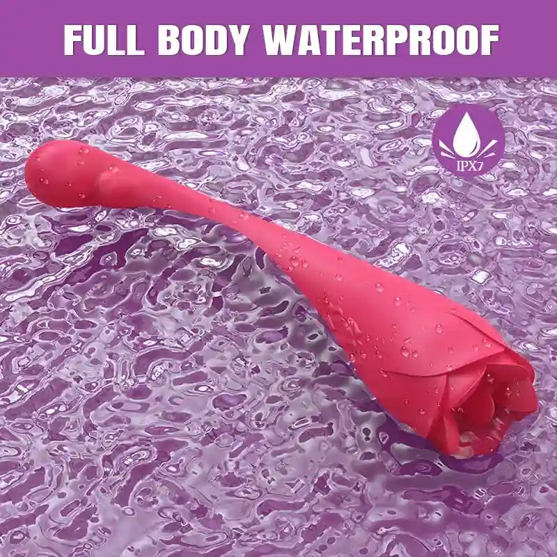 2-in-1 Rose Vibrator with Tongue Licking
