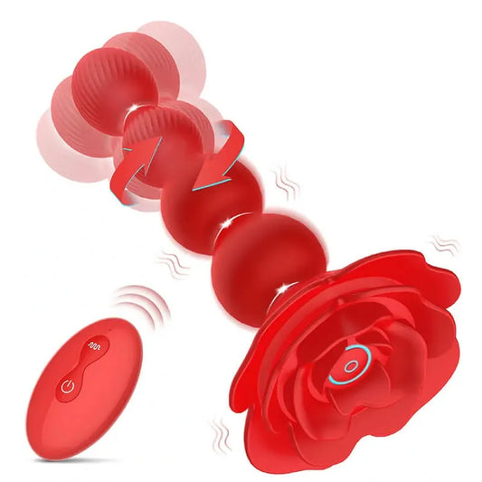 Rose Beaded Vibrating Anal Pleasure Plug