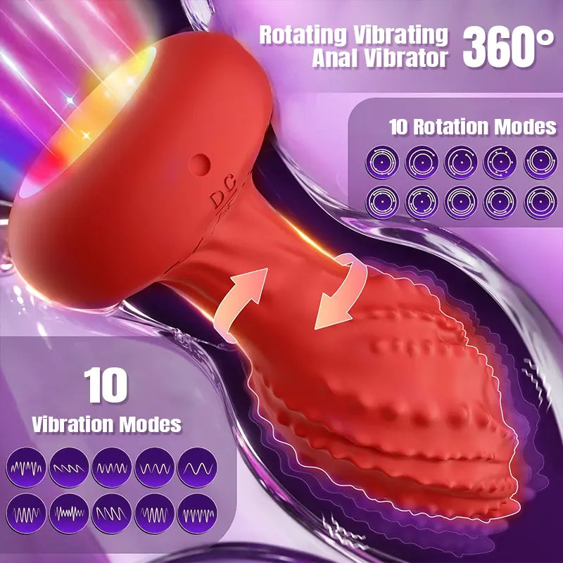LED Rotating Textured Anal Plug