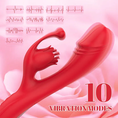 Heated Vibrating Rose Pleasure Dildo