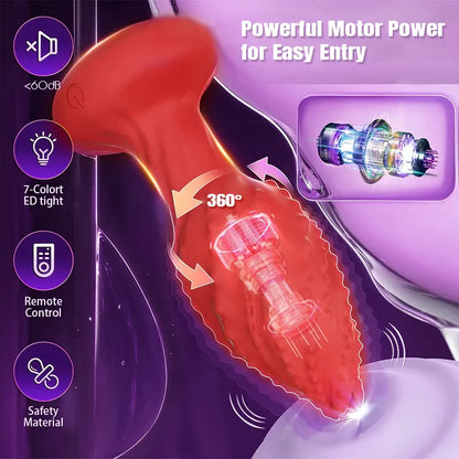 LED Rotating Textured Anal Plug