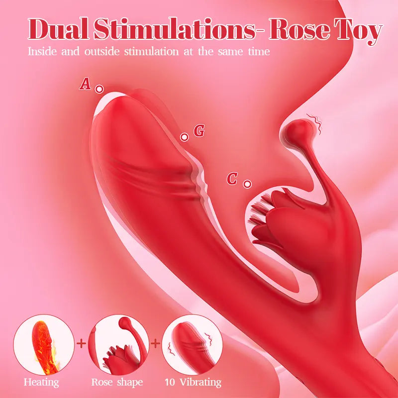 Heated Vibrating Rose Pleasure Dildo