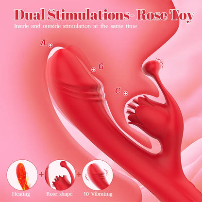 Heated Vibrating Rose Pleasure Dildo