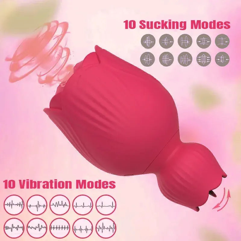 Rose Suction Vibrator with Tongue Tip