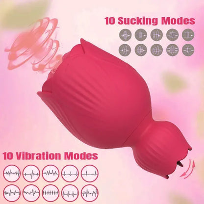 Rose Suction Vibrator with Tongue Tip