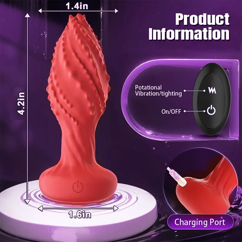 LED Rotating Textured Anal Plug