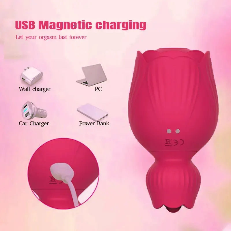 Rose Suction Vibrator with Tongue Tip