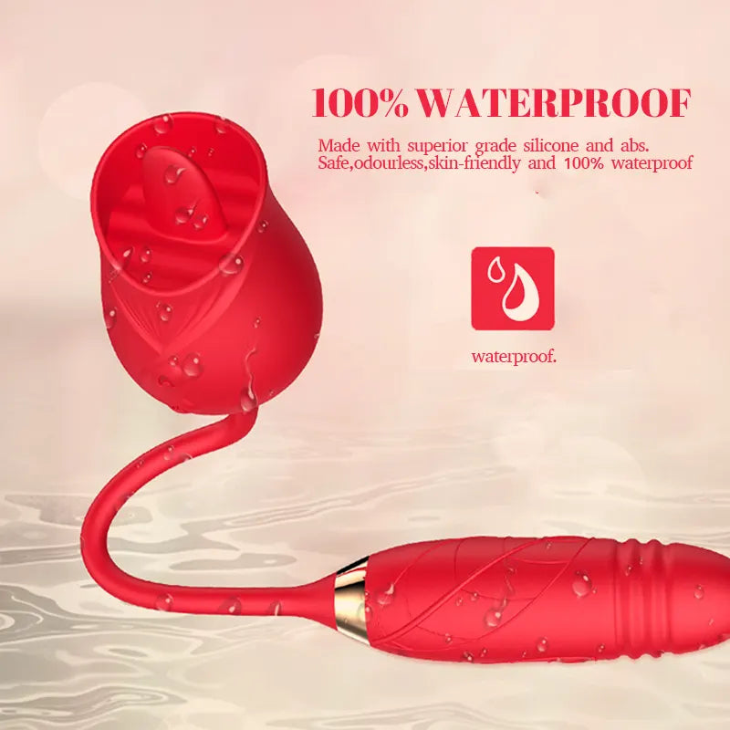 Dual Tongue Thrusting Rose Vibrator